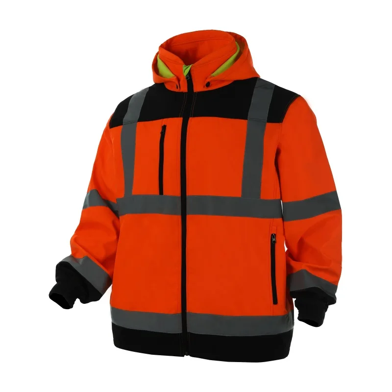 Reflective Safety Fluorescent Orange Reflective Safety Fleece First Aid Ambulance Jacket Security Jacket for Mens and Ladies
