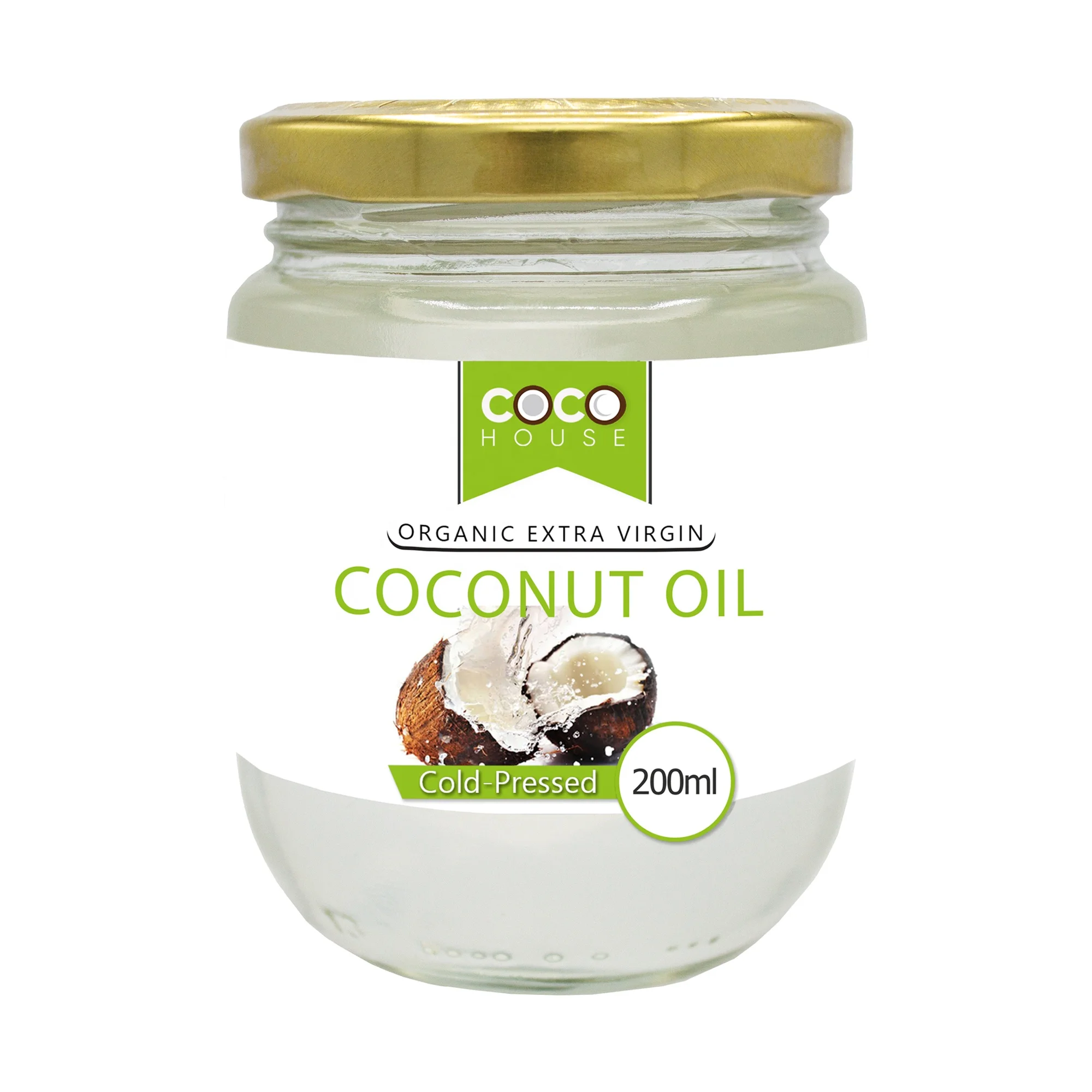 Coco House Organic Extra Virgin Coconut Oil 200ml Glass Jar
