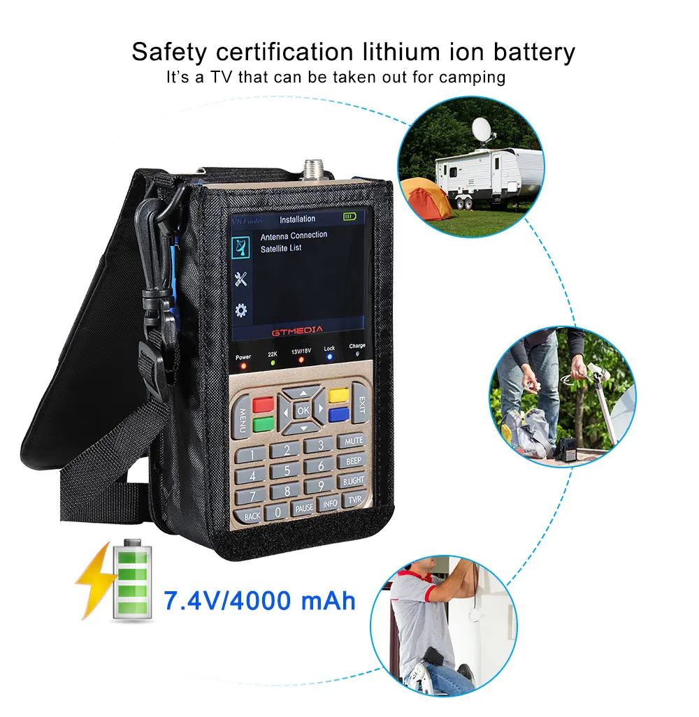 
 DVB-S2 спутниковый Finder метр V8 Finder 3,5 дюймов ЖК-экран высокой четкости литий ионный аккумулятор HD сидел findergtmedia V8  