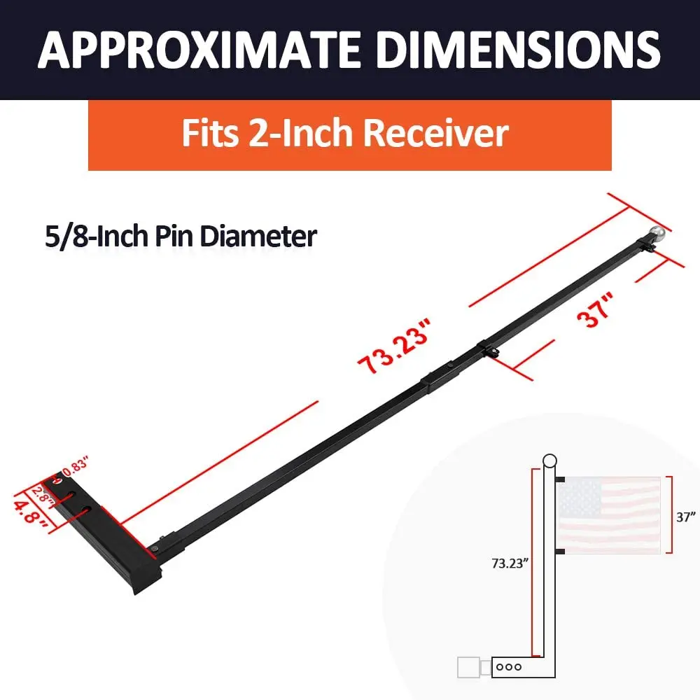 Задняя сцепка флагштока держатель подходит для грузовика внедорожник на колесах Пикап для 2-дюймовый сцепного устройства прицеп приемники