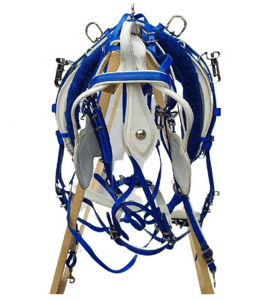 Blue And White Smartly Quick Hitch Horse Harness With Stainless Steel