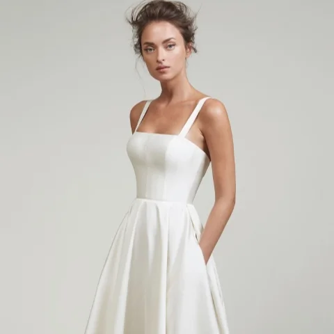 plain white a line wedding dress