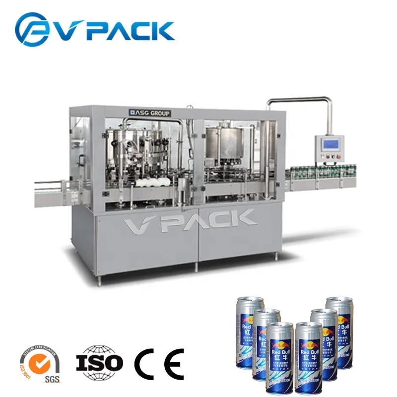 
Complete Line 250ml Tin Can Red Bull Filling Sealing Machine / Energy Drink Making Equipment / Seaming Plant 