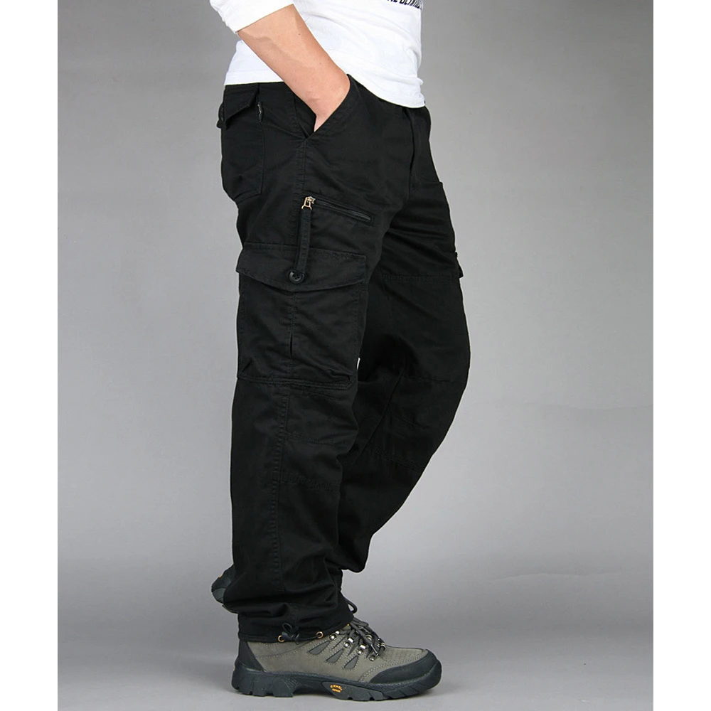 Cargo Pants 100 Cotton Fashion Outdoors Pants Men Pockets Button Loos   colorich