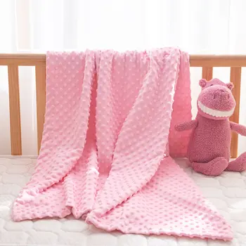 Wholesale Double Layer Baby Soft Dot Receiving Blanket Velvet Plush Reversible Blanket For Newborns Toddlers