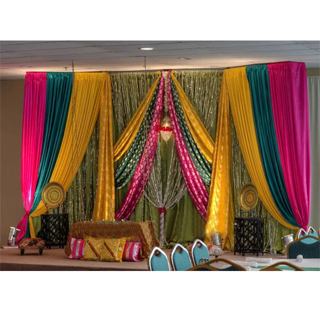 Magnificent Sangeet Stage Draping Decoration South Asian Zari Mehndi  Backdrop Curtains Indian Wedding Mehndi Stage Backdrops - Buy Embroider  Curtain Organza Embroidered Curtain Fabric Velvet Embroidered Curtains  Embroidered Curtain Fabric Wedding ...