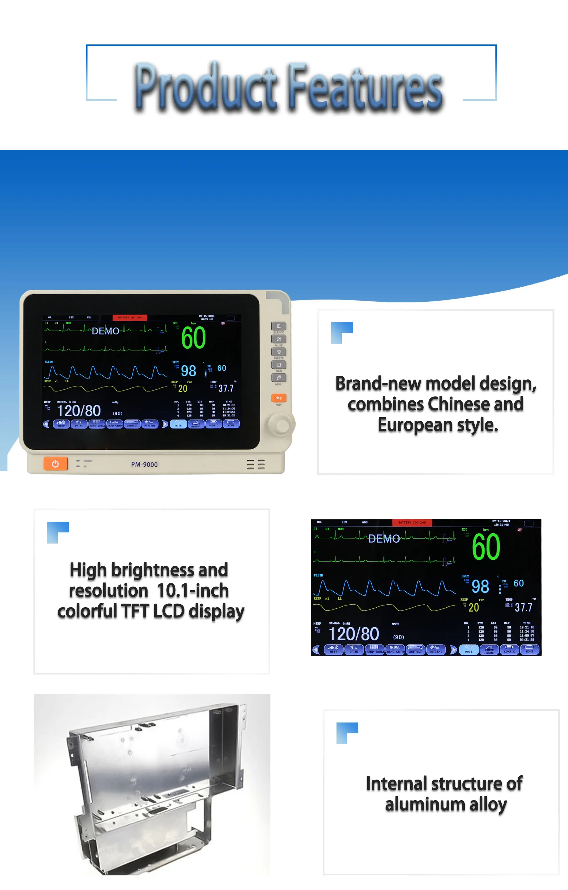 Ultra-Thin Portable Multi Parameter Patient Monitor for Dental Examination and Therapy Equipment