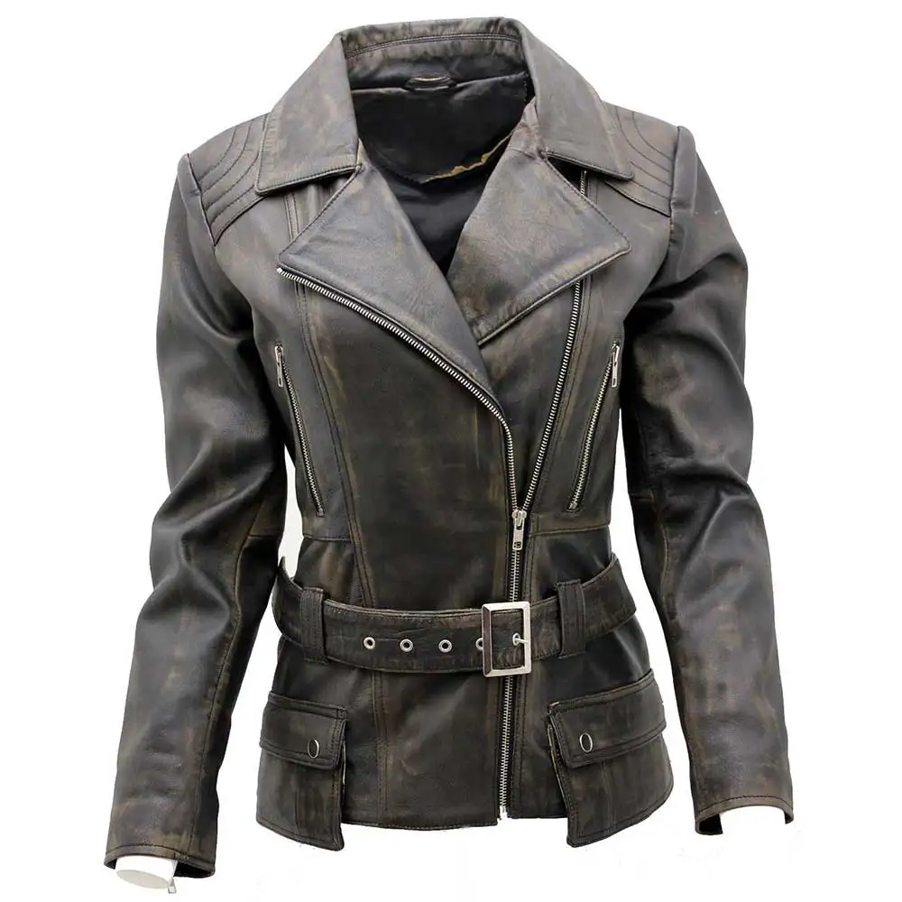 leather jacket with waist belt