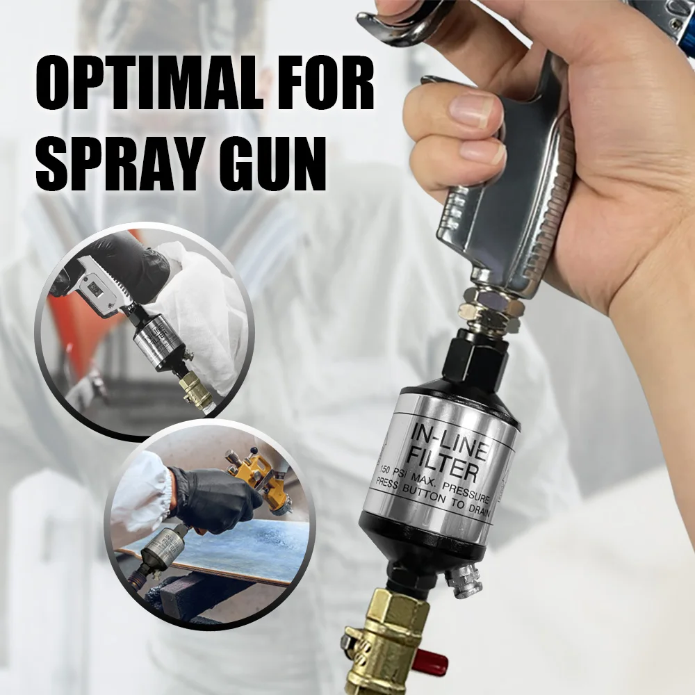 1/4" Oil Water Separator With Drain Valve Air Filter Spray Paint Gun