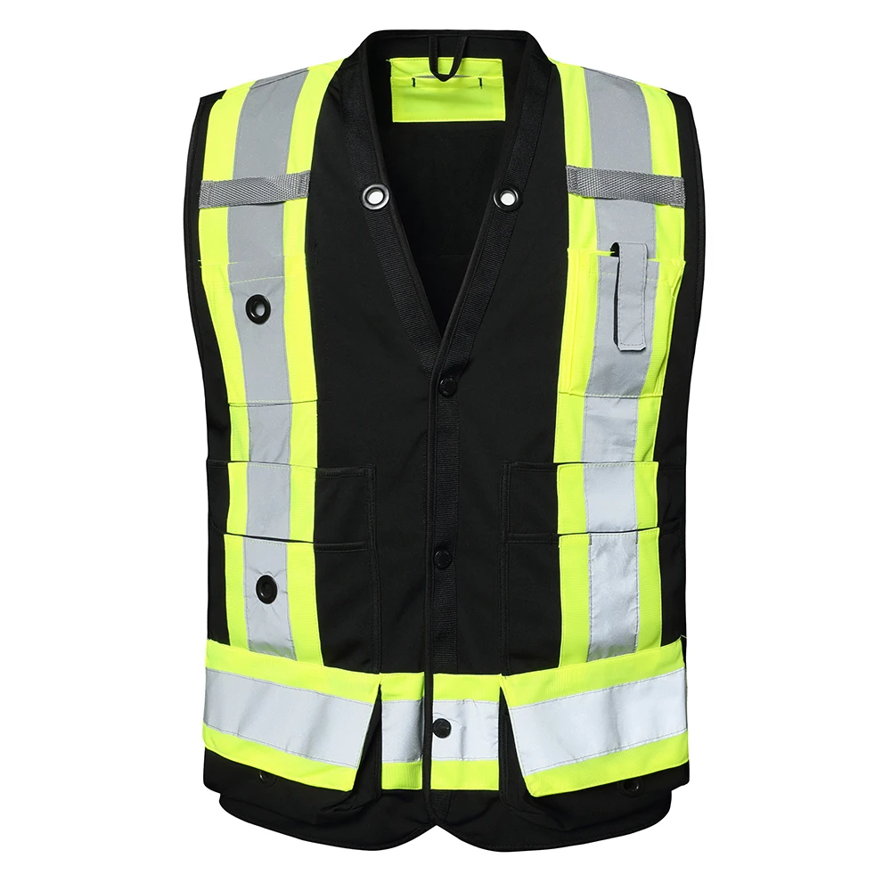 Wholesale Security Vest Reflective Vest Men Security Black Safety Vest