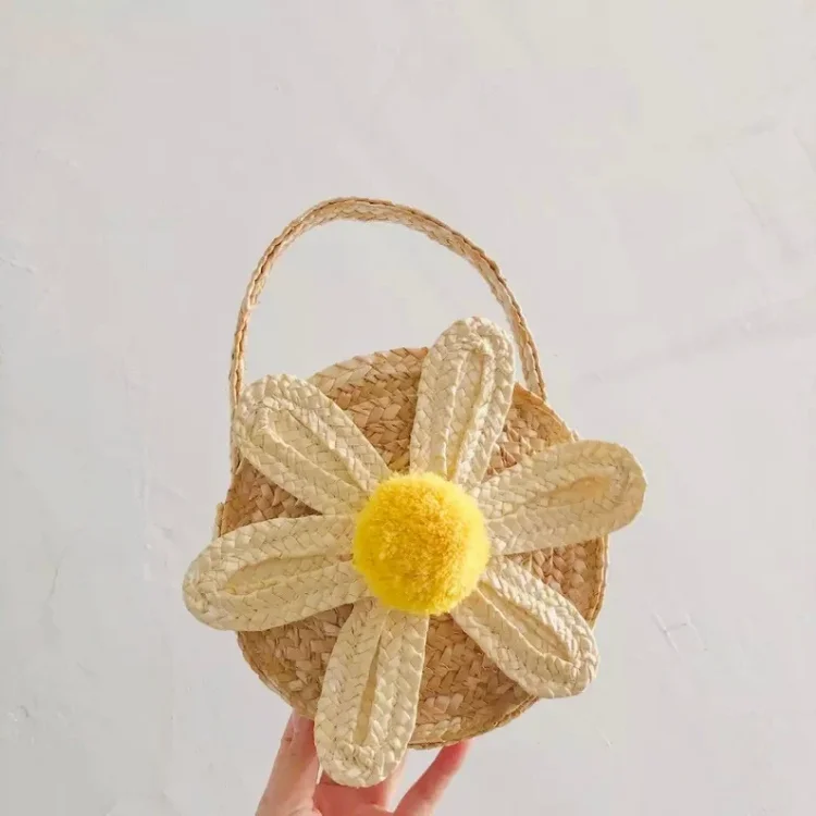 Girls Straw Rattan Daisy Basket Cane Wicker Purse Tote Handbag, Wicker Bag  From Vietnam Wholesale