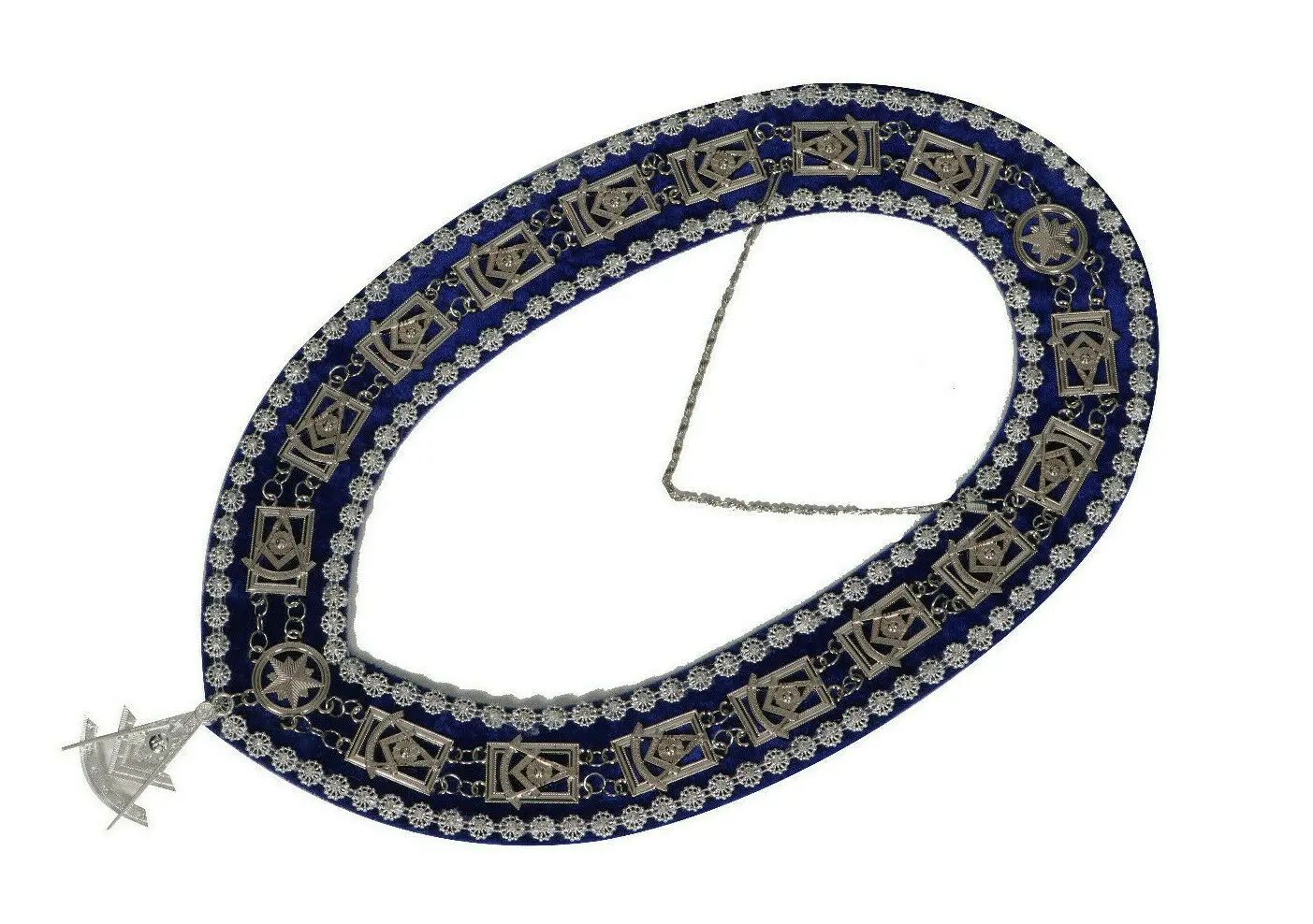 Ошейник с серебряной цепочкой Masonic Regalia Master упаковка из 5 подвесок синей подкладкой серебряная цепочка