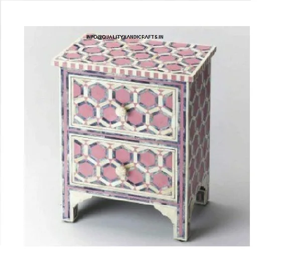 Wholesale Bone Inlay Bedside Table 2 Drawer Pink Bone Inlay Hexagon Pattern Cabinet Nightstand Side Table Bone Inlay Furniture Buy Bone Inlay Floral Bedside Table Cabinet Bedside Mother Of Pearl Nightstand