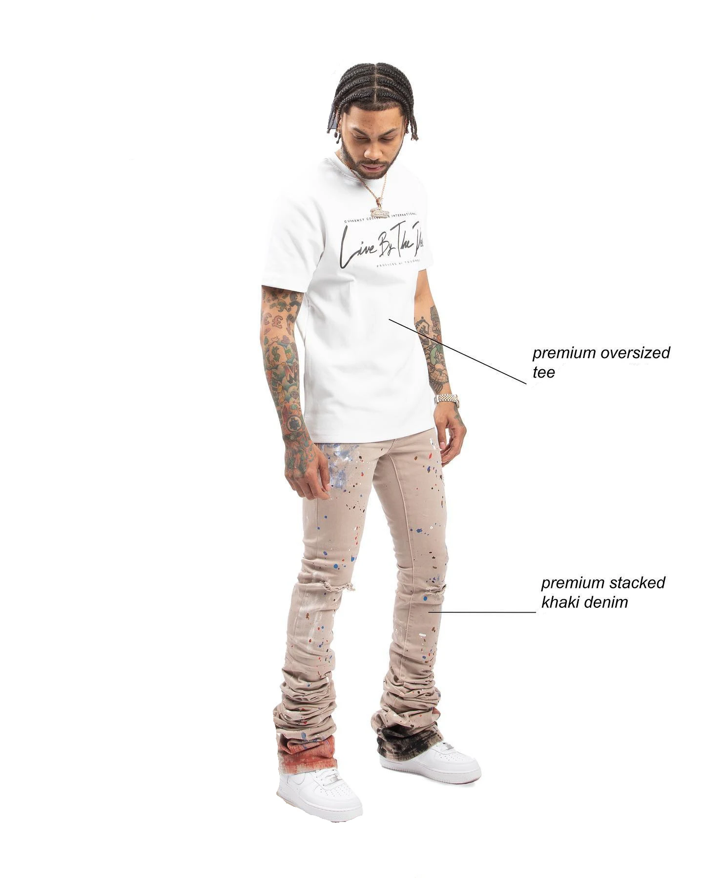 Premium Oversized Tee Shirt And Khaki 
