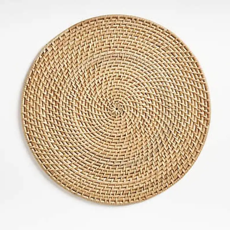 Unique Natural Rattan Placemat,Wicker Floral Plate Charger,Handmade ...