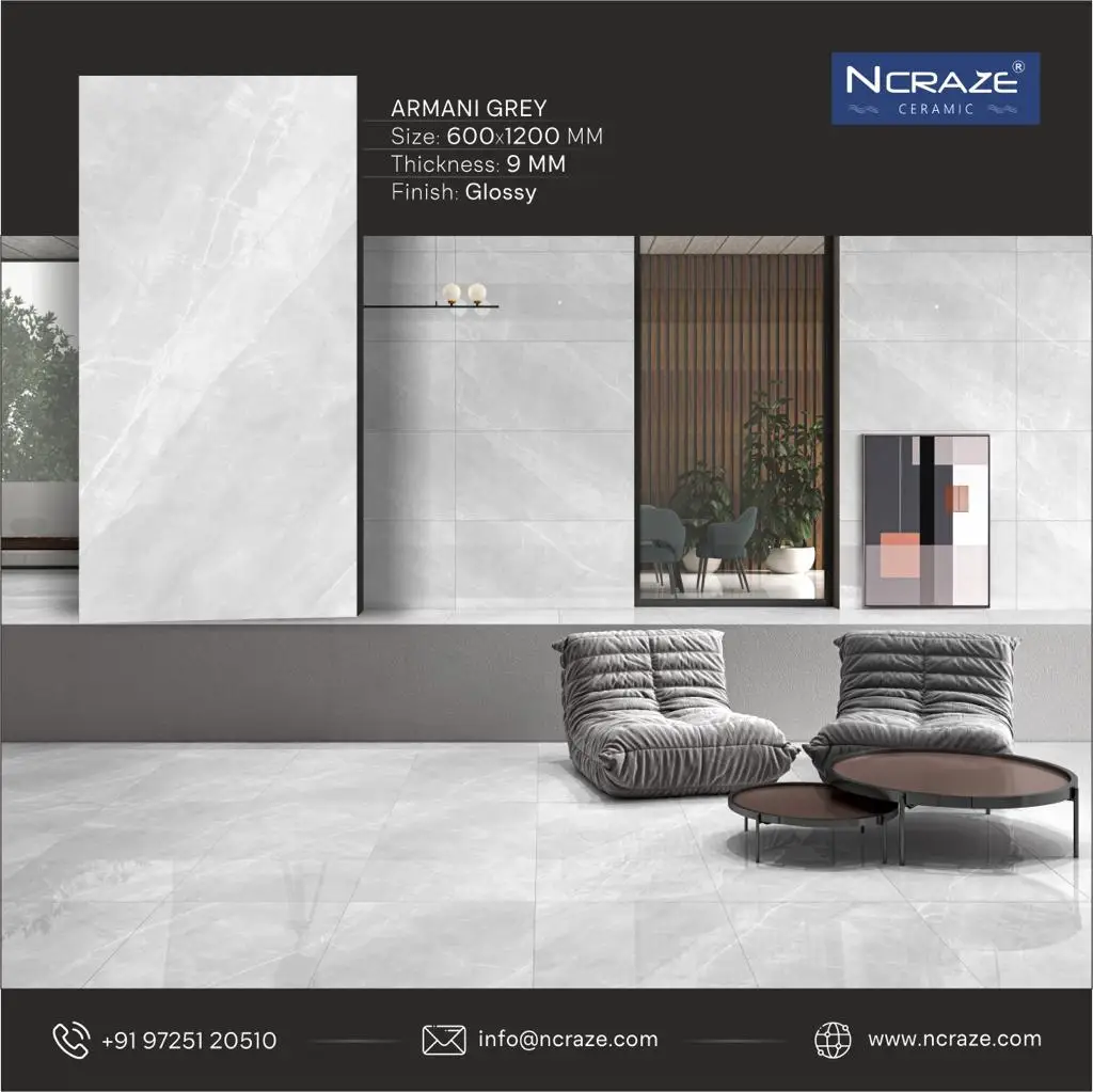 Armani Grey In 600x1200mm Digital Glazed Polished Porcelain Floor Tiles ...