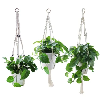 Natural Handmade Cotton Plant Hanger Macrame Available In Different Sizes And Colors From Isar International