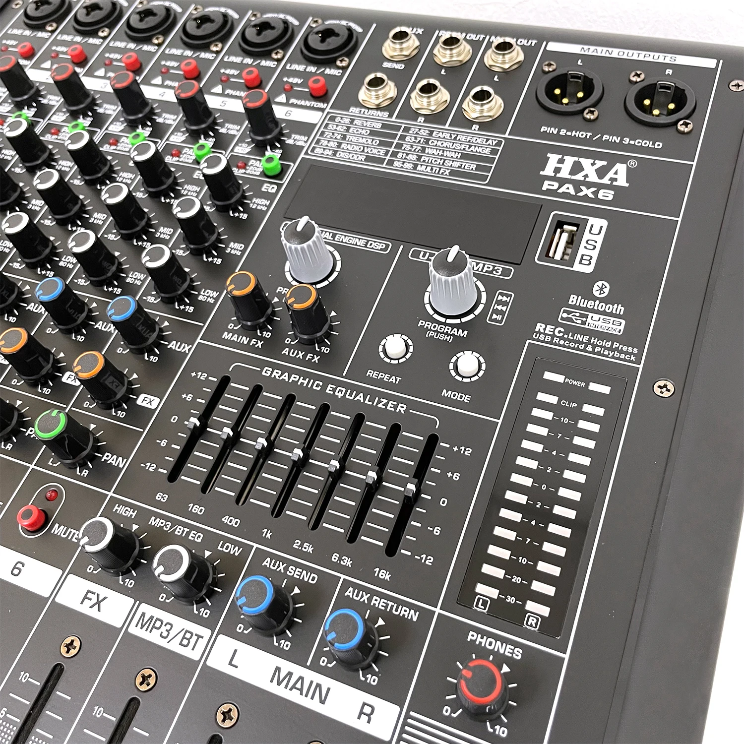 Professional 6 Channels Power Amplifier Mixer with Power Amplifier with  Mixer Console
