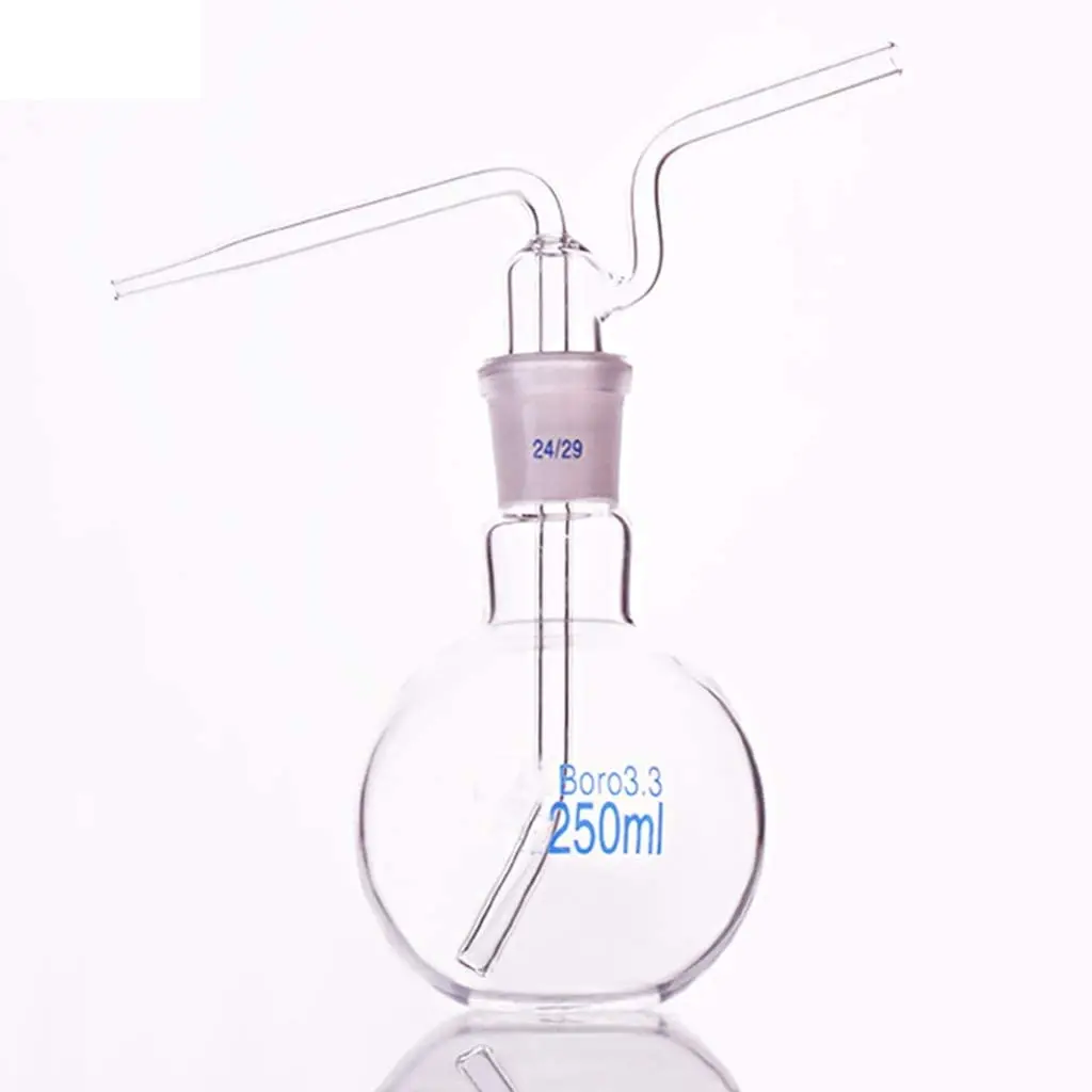 High Quality Washing Bottle - Flat Bottom Flask with Stopper and Inlet & Outlet Glass Tubes for Lab Use in Various Capacity