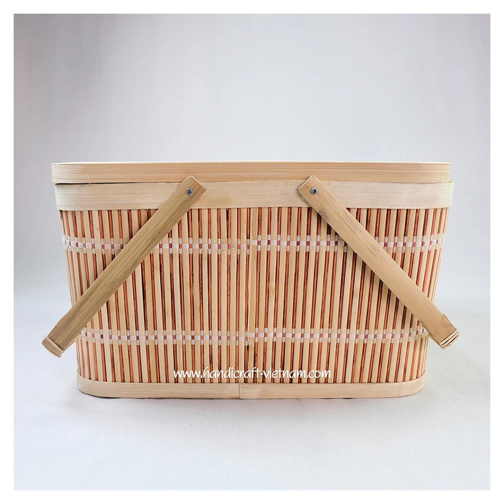 Bamboo Material Weaving Waste Basket Open Bamboo Handmade Wooden Bamboo