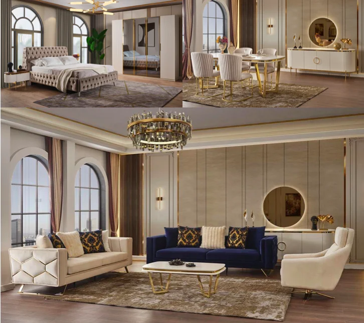 Мебель для гостиной на заказ, современный дизайн, полный набор для дома, свадебный набор, роскошные тканевые диваны для гостиной, набор в европейском стиле