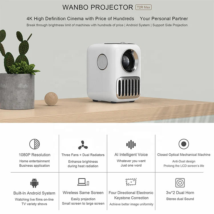 Wanbo T2r Max 4k Bluetooth Pico  Movieオールインワン屋外ホームシアタープロジェクターledプロジェクションミニポケットプロジェクター - Buy  ミニポケットプロジェクター,ポケットプロジェクター,投影プロジェクター Product on Alibaba.com