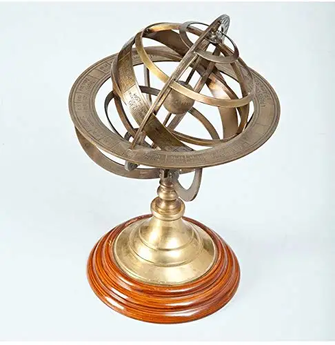 8" ARMILLARY SPHERE Astrolabe Globe Collectible Solid Brass Nautical Decor Gift 