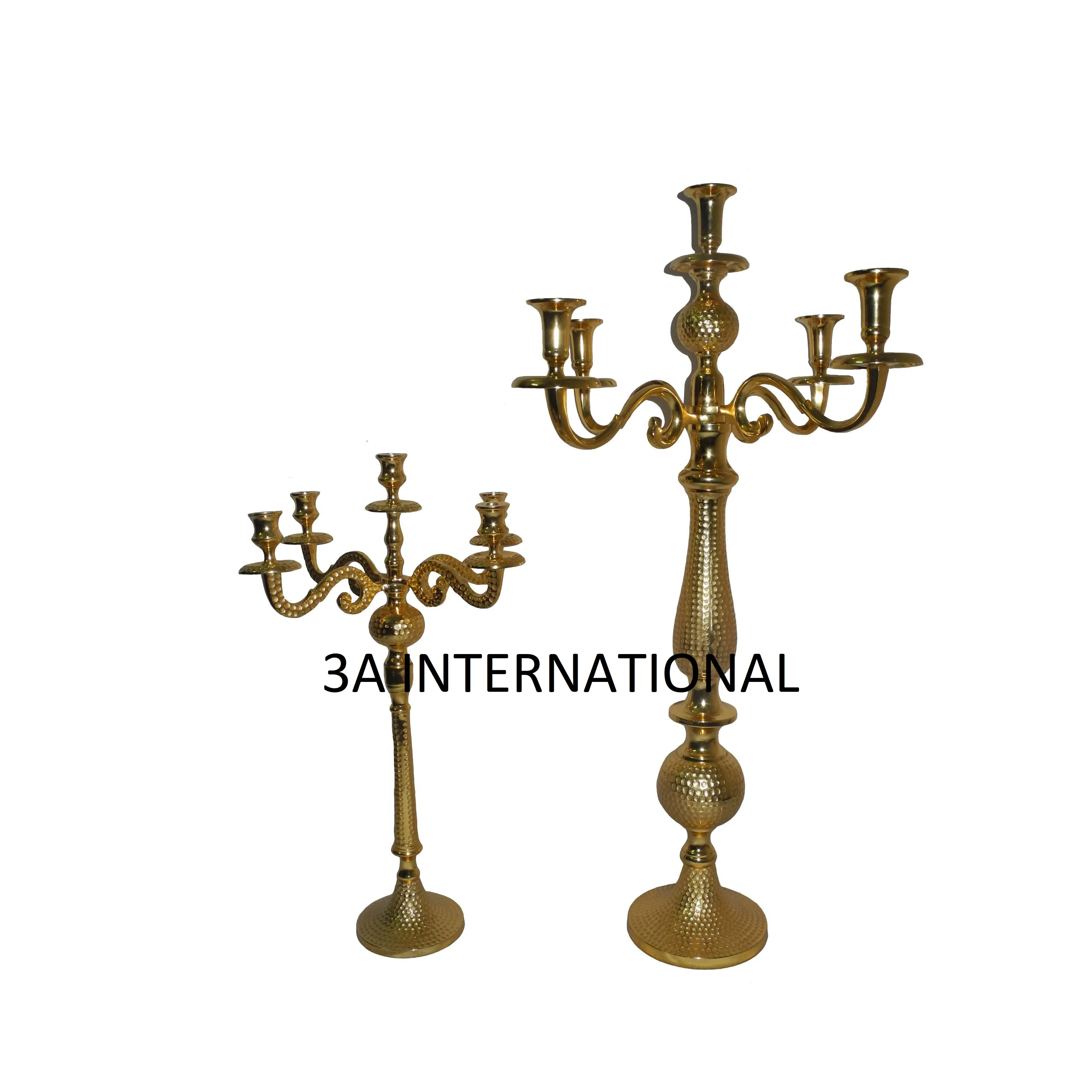 Royal Look Wedding Party Decoration Candelabra Gold Plated 5 Arm Candle