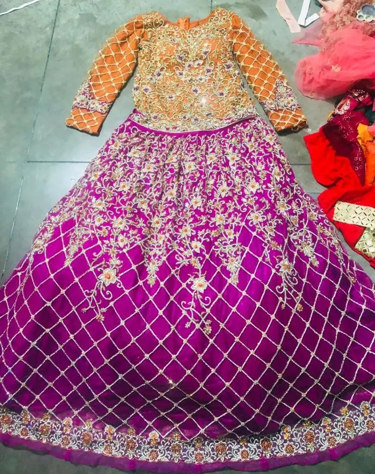 Purple and orange combination dress Outlet