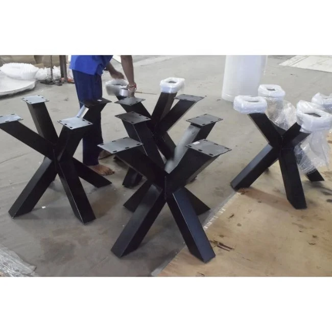 Industrial Metal Double X Leg Dining Table Round Mango Wood Top Buy