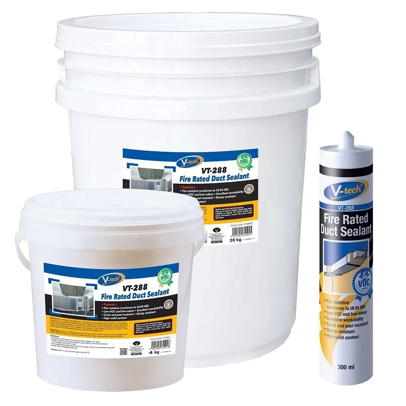 Vt288 Fire Rated Duct Sealant Waterbased Fireproof Ul94 Hb Low Voc