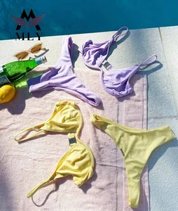 OEM Private logo Swimsuit Stain Fabric Bikini Push up Swimwear 2026