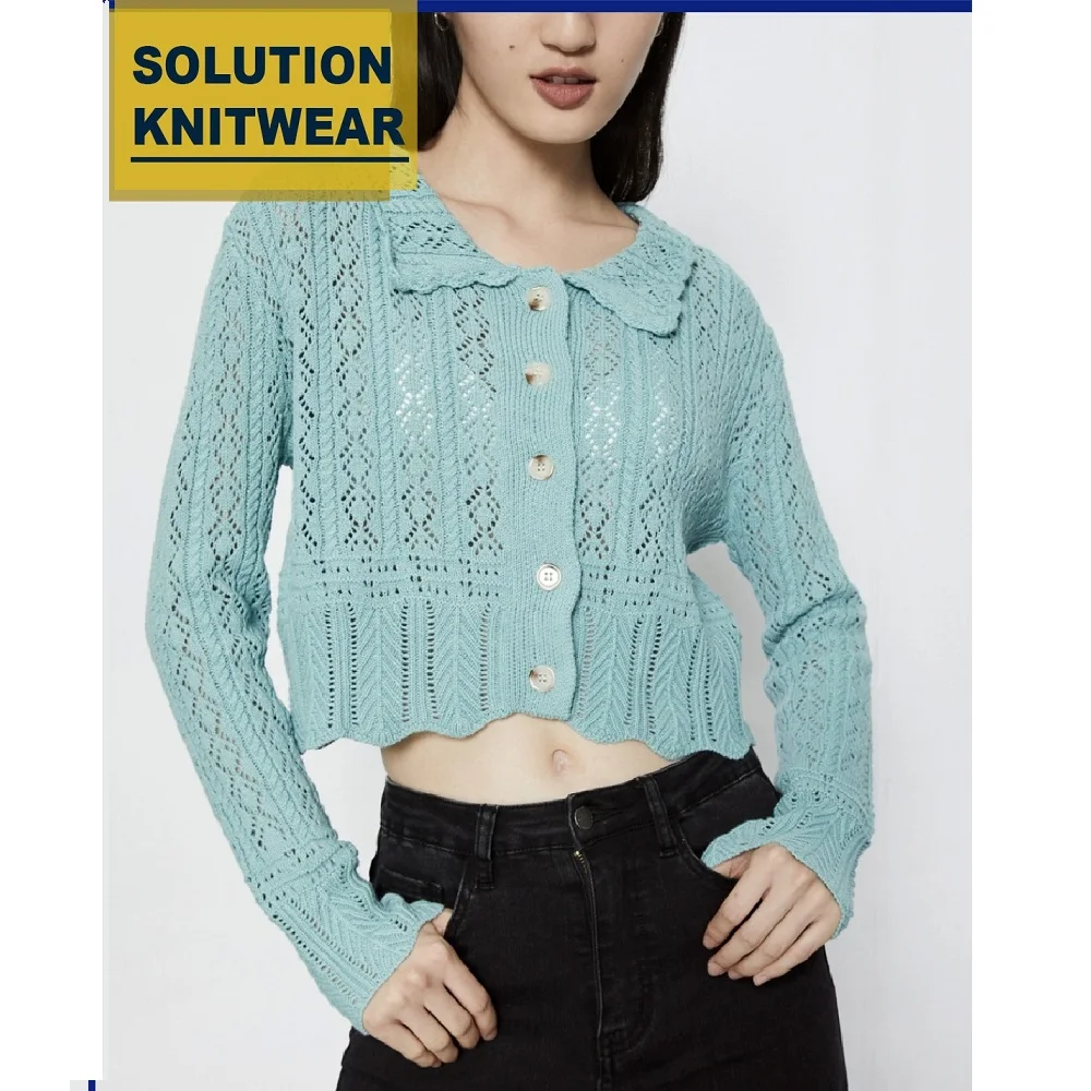 pointelle sweater cardigan