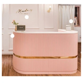 Solid Surface Pink Reception Desk Spa Nail Salon Reception Desk Modern ...