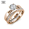 Set di anelli di fidanzamento in argento sterling 925 placcato in oro rosa 18k