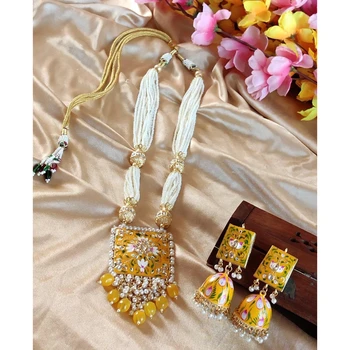 indian style latest designertraditional bridal menakari stone beads long necklace for womens and girls for wedding