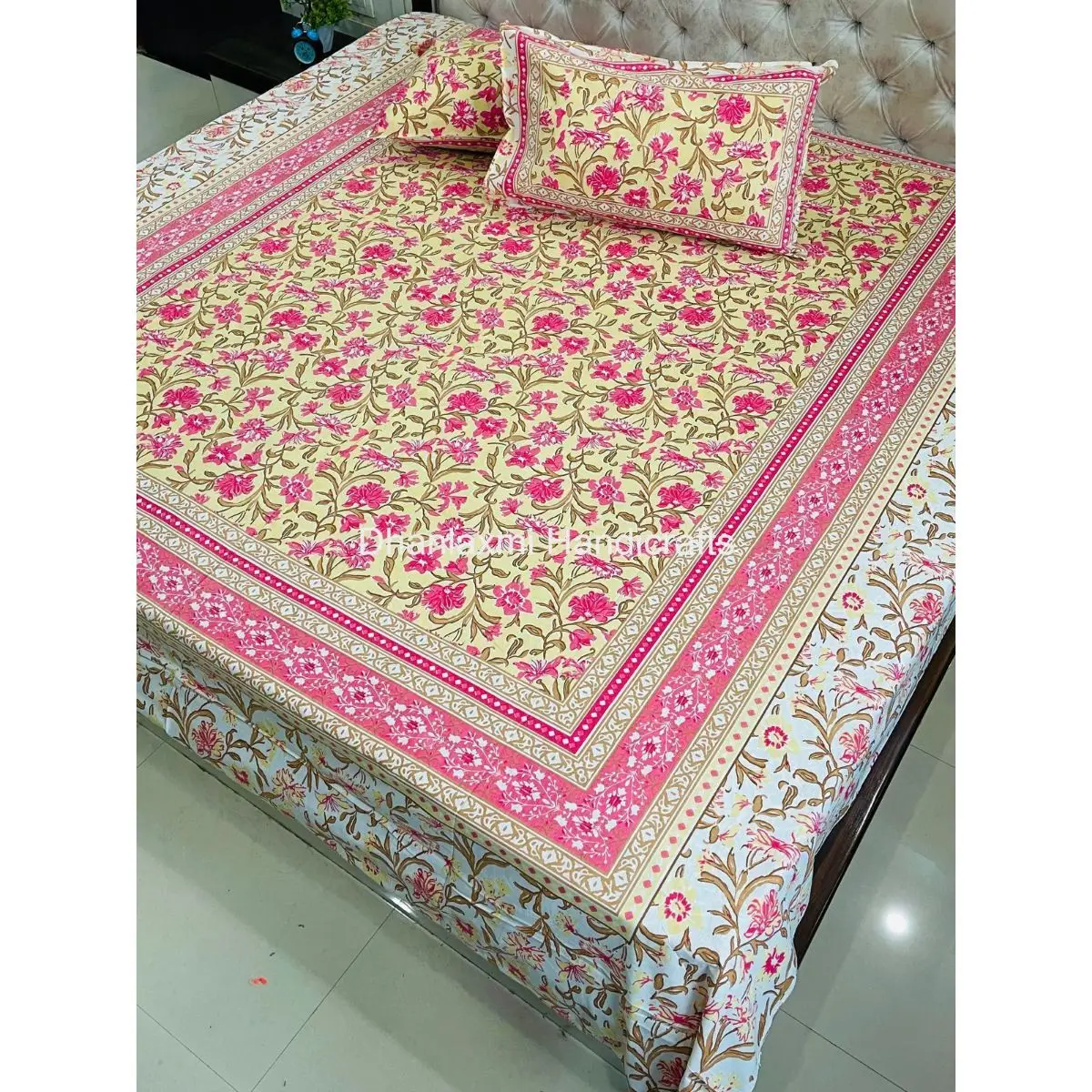 Jaipuri Design Hand Block Print Bed Cover Set Wholesale Handmade Indian