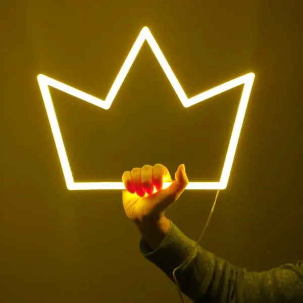 Crown LED neon sign Yellow and White crown sign night light 