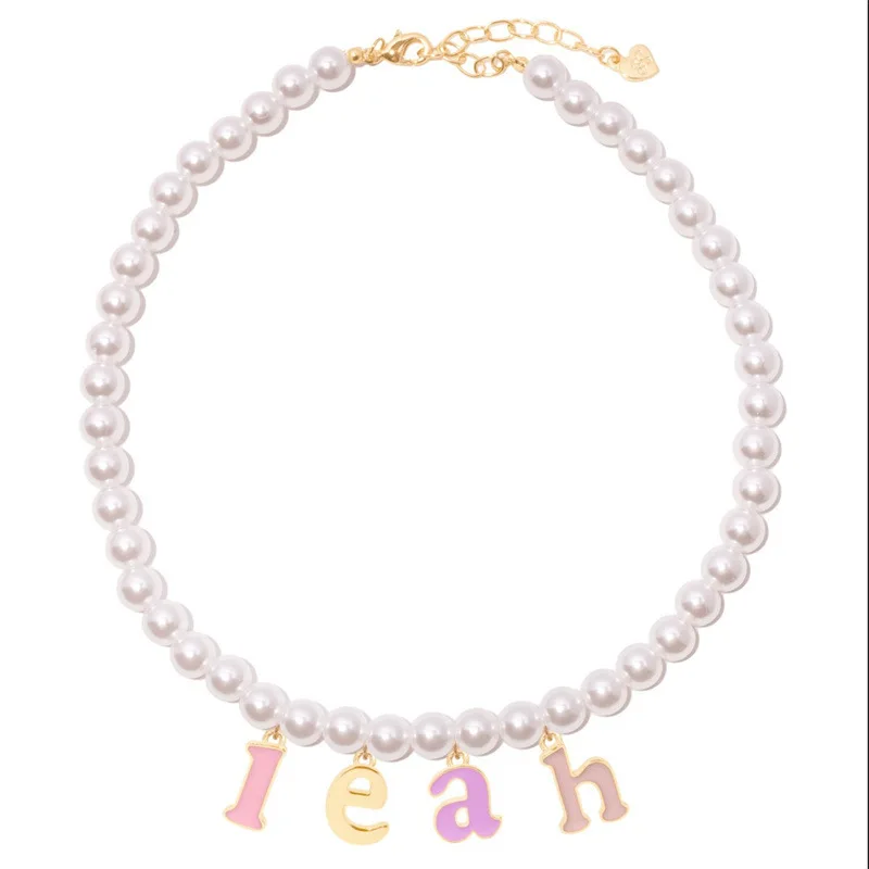 Oil Letter Pendant Gold Plated Custom Name Necklace Brass 14k Gold