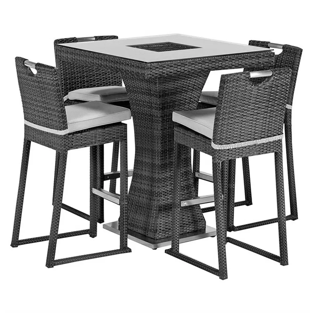 maze rattan 4 seat bar set with ice bucket