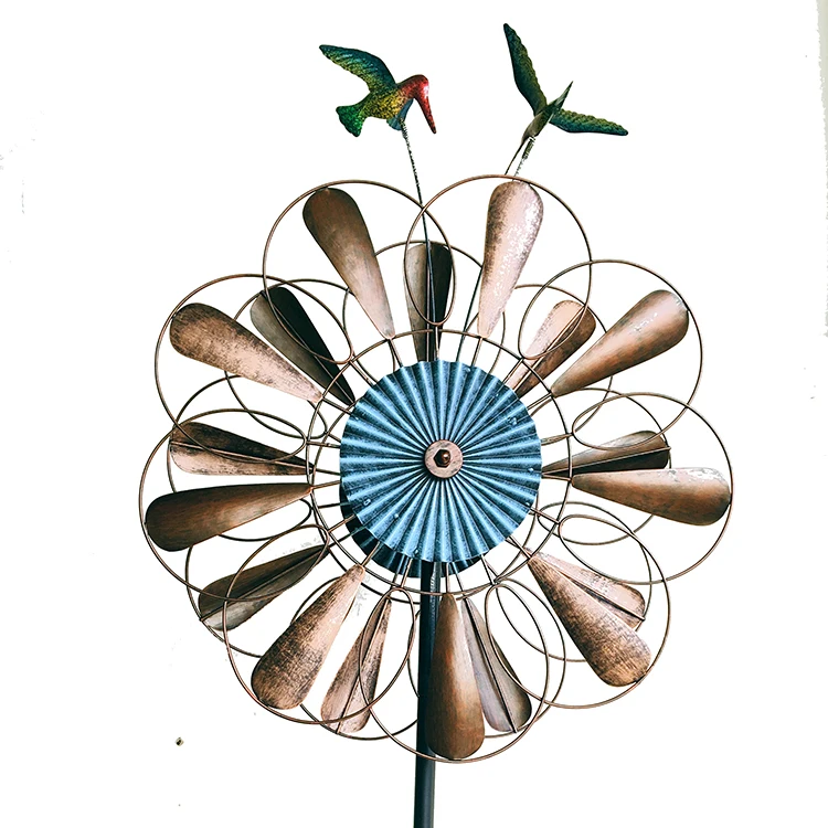 Double Wind Spinner with Two Birds  Kinetic