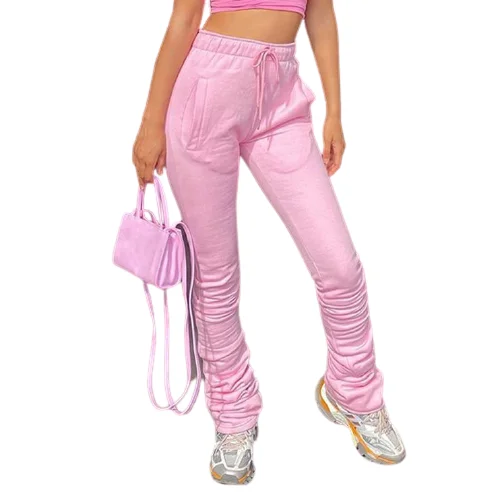 Wholesale Oem Solid Color High Waist Pants Women Stacked Pants Leggings  Jogger Pants Pleated Trousers Sweatpants - Buy 2 Piece Stack Pants Sets Stacked  Pants Men Stacked Leather Pants,Stacked Pants Stacked Pants