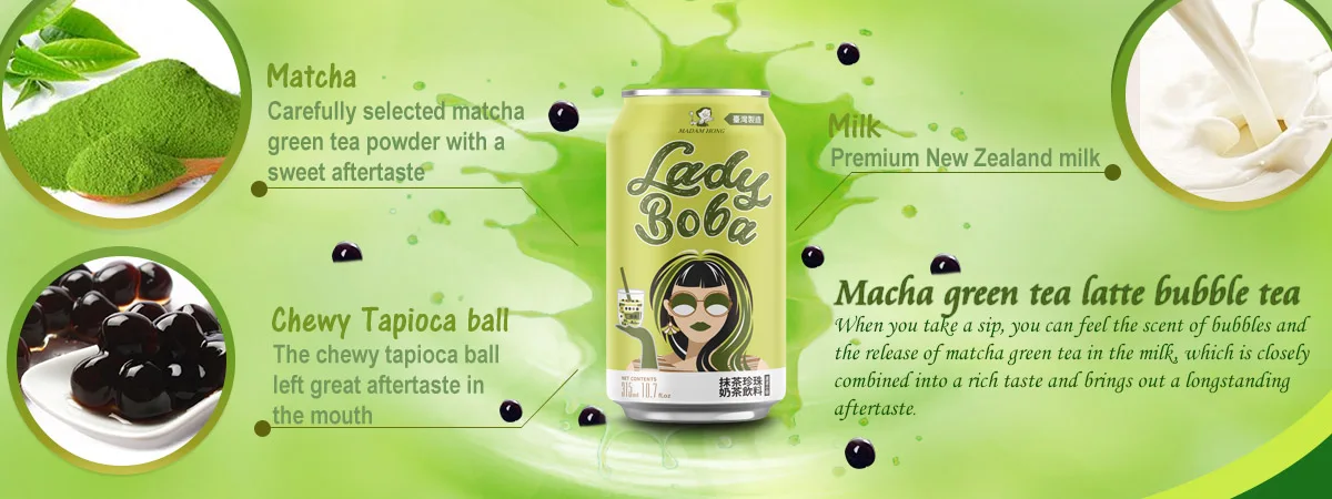 Bubble Tea chá Verde com Leite e Sagu 315ml Lady Boba - Empório