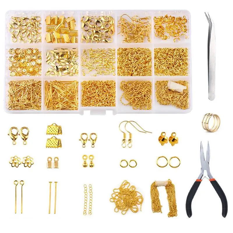 Jewelry Making Supplies Kit Plier Earing Hooks Open Jump Rings Lobster  Clasps Crimp Beads DIY Jewelry Tools Accessories Sets