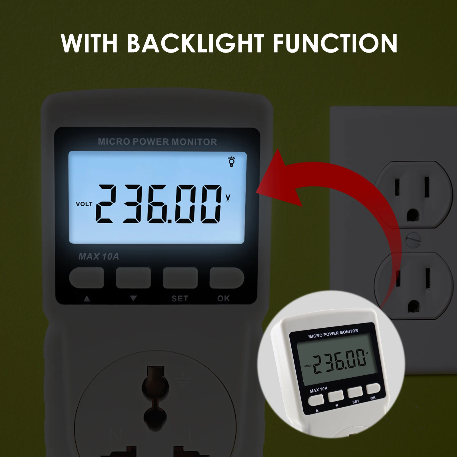 Высокое качество цифровой ваттметр мощность метр энергии тестер большой ЖК-дисплей Напряжение Ток частота Plug-in разъем дизайн