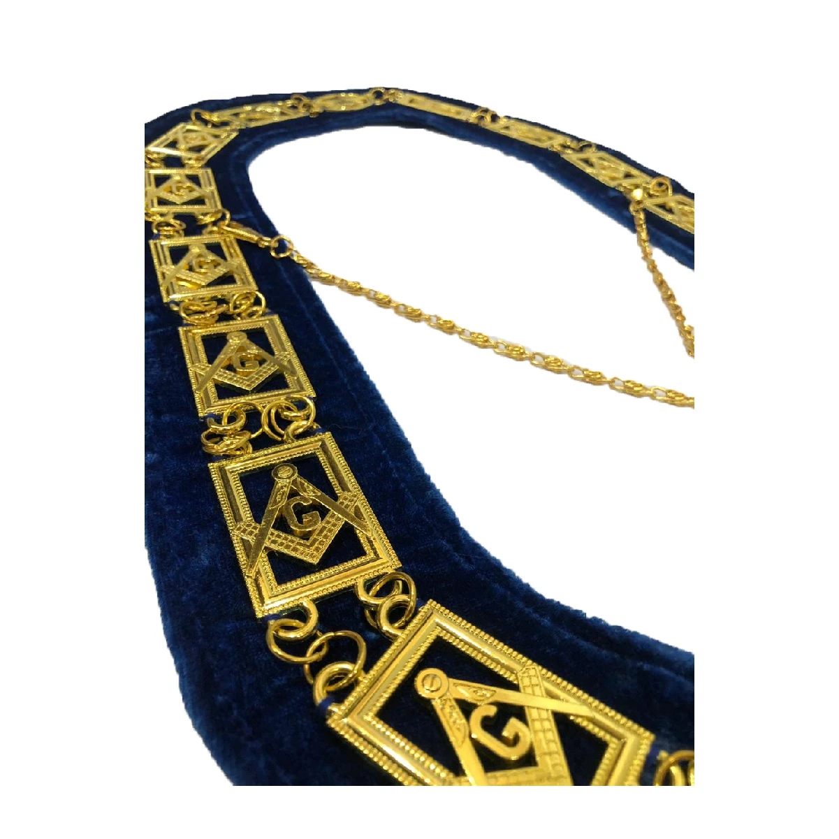Ошейник с золотой цепочкой Masonic Blue, ошейник с золотой цепочкой в новом стиле