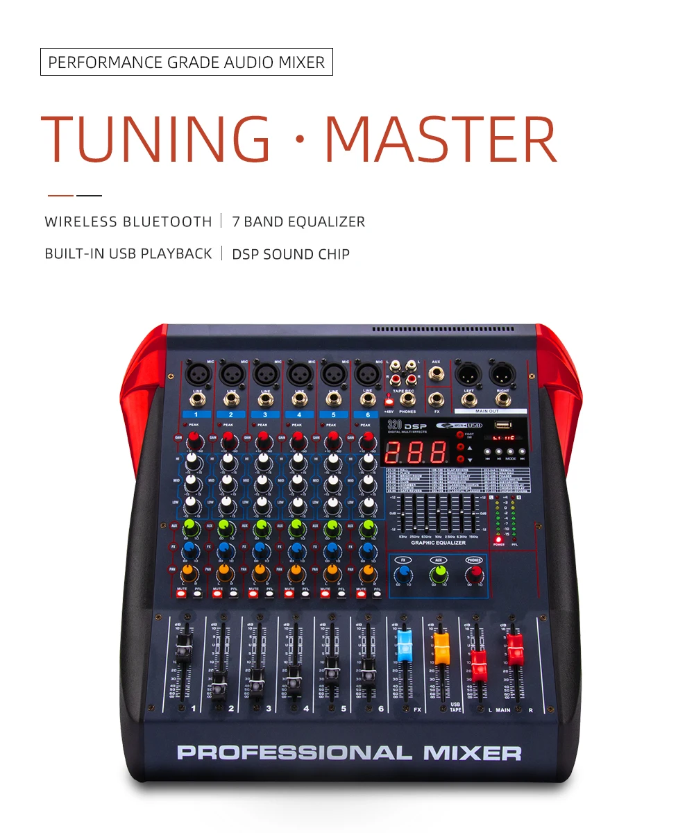 8 Channel Mixer Computer Recording Live Home Audio Mixerktv Band Stage