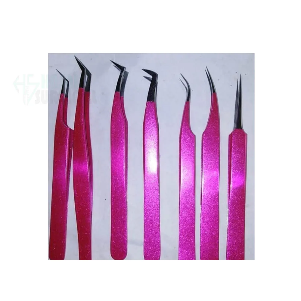 Custom Label Purple Baby Pink Stainless Lash Tweezers 45 75 90 Degree