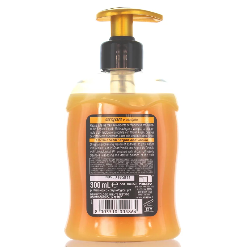 MALIZIA LIQUID HAND SOAP 300 ML ARGAN and VANILLA