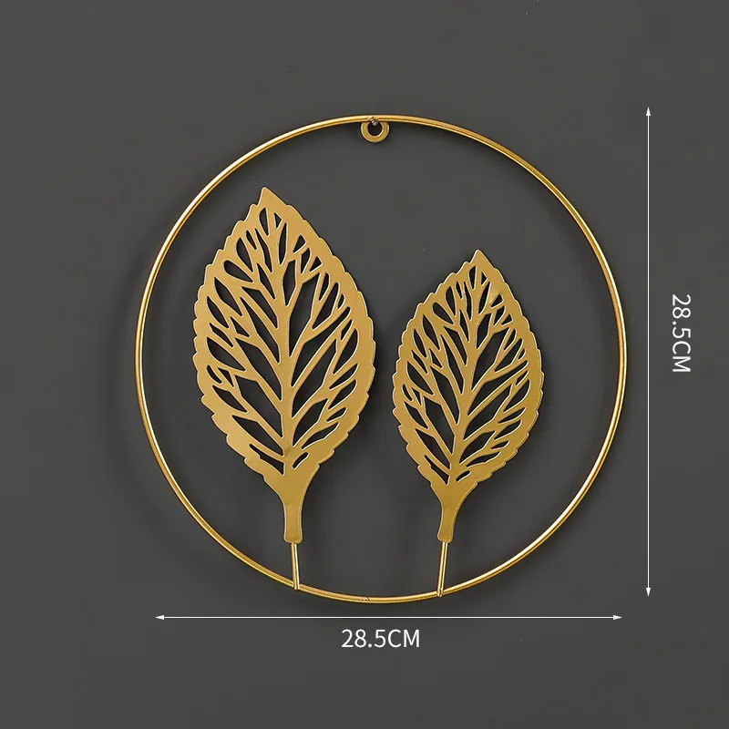 Nordic creative golden ginkgo leaf living room metal wall art hanging free perforated indoor wall pendant  28.5x28.5cm